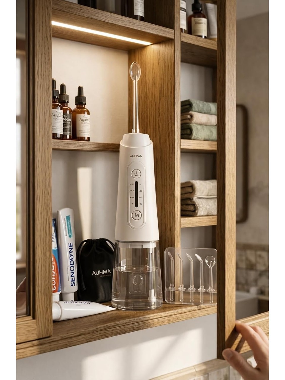 Auhma AMF11 Akıllı Şarjlı Ağız Duşu - 320ml Su Haznesi, 4 Modlu, Diş Temizleme Cihazı
