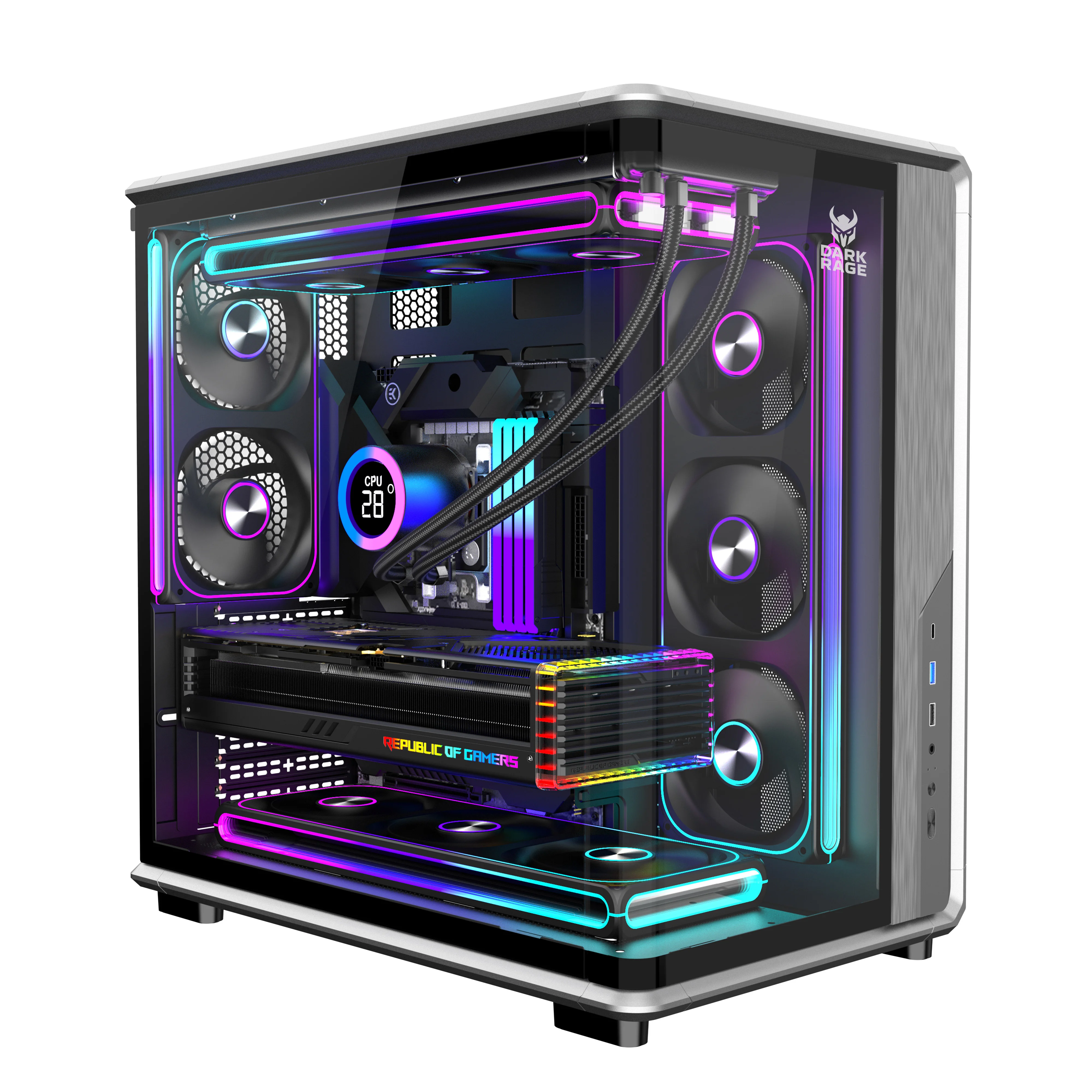 Dark Rage Darkrage ATX Temperli Camlı 11*12cm ARGB Fan Gaming Oyuncu Kasası