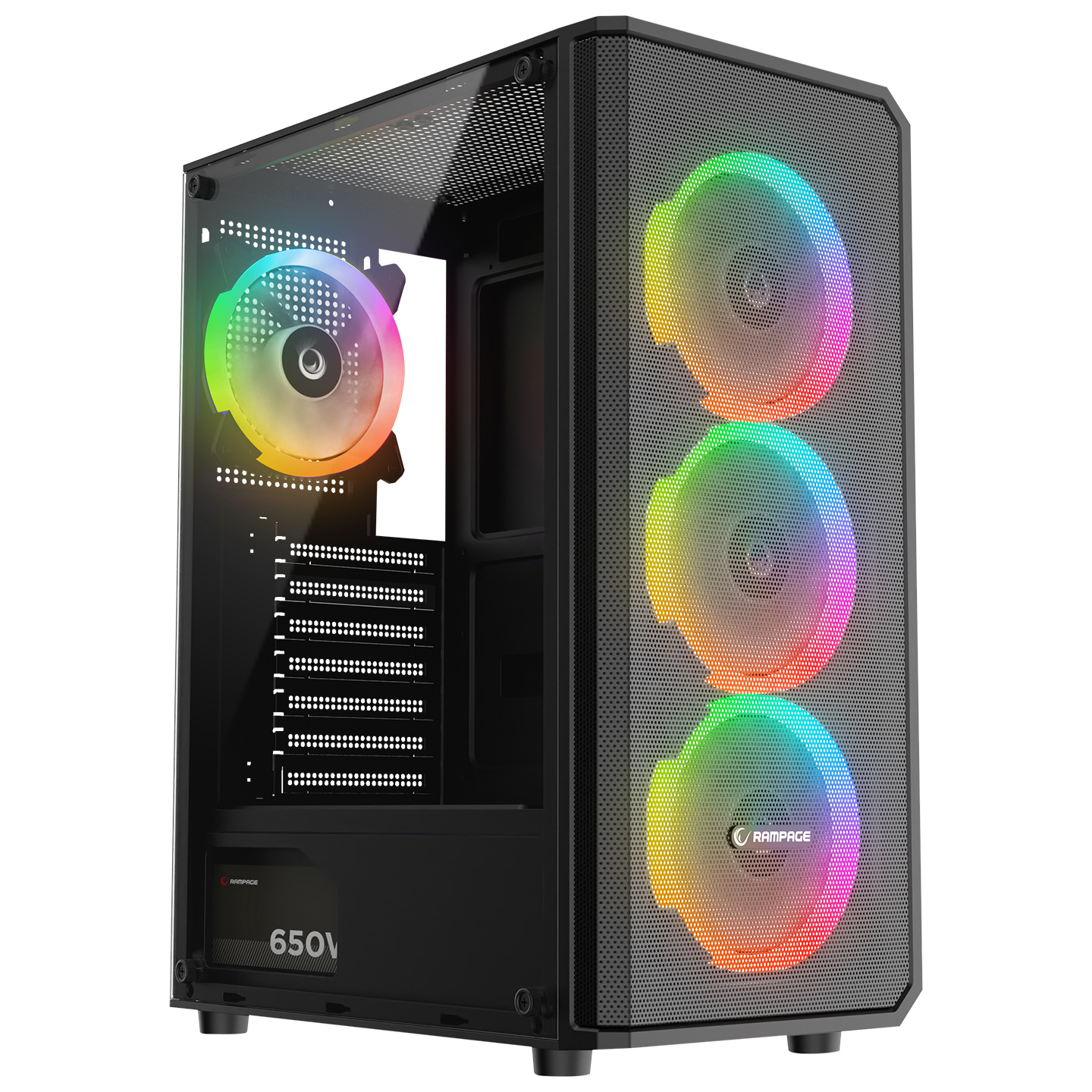 Rampage HELIOS Mesh  Siyah 4*12cm Rainbow ATX Mid-T Gaming Oyuncu Kasası