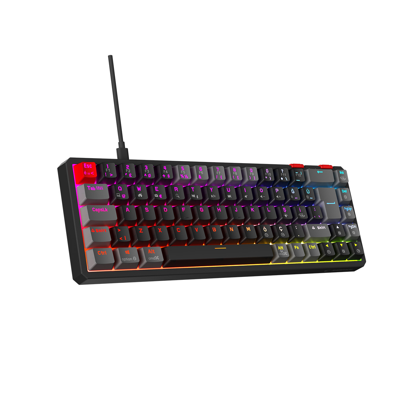 Rampage YORU MINI Siyah/Gri Type-C Bağlantılı OUTEMU Red Swich Q Mekanik Gaming Oyuncu Klavye RGB