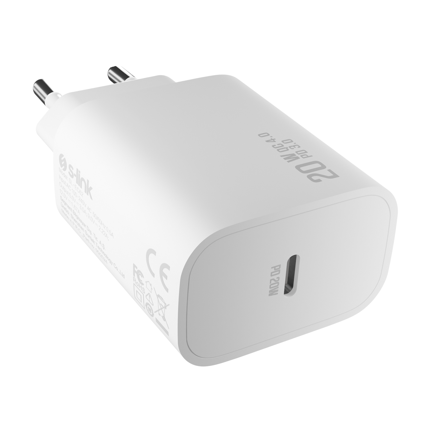 S-link SL-EC62TP Type-C 20W PD3.0 Quick Charge QC4.0 Kablo + Ev Şarj Adaptör